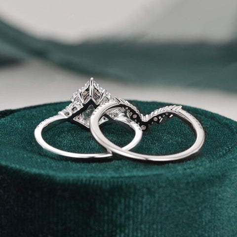 1.50 CT Pear Cut Cluster Moissanite Bridal Ring Set 7 1.50 CT Pear Cut Cluster Moissanite Bridal Ring Set 7