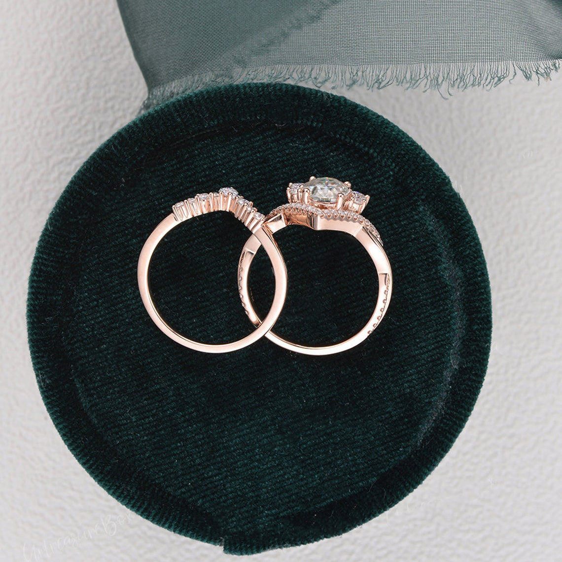 1.50 CT Oval Cut Cluster Moissanite Bridal Ring Set 8 1.50 CT Oval Cut Cluster Moissanite Bridal Ring Set 8
