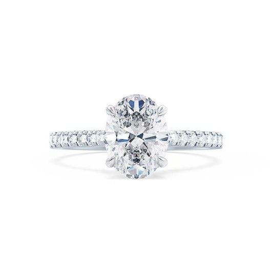 Oval Pave Cathedral Lab Grown Diamond Engagement Ring