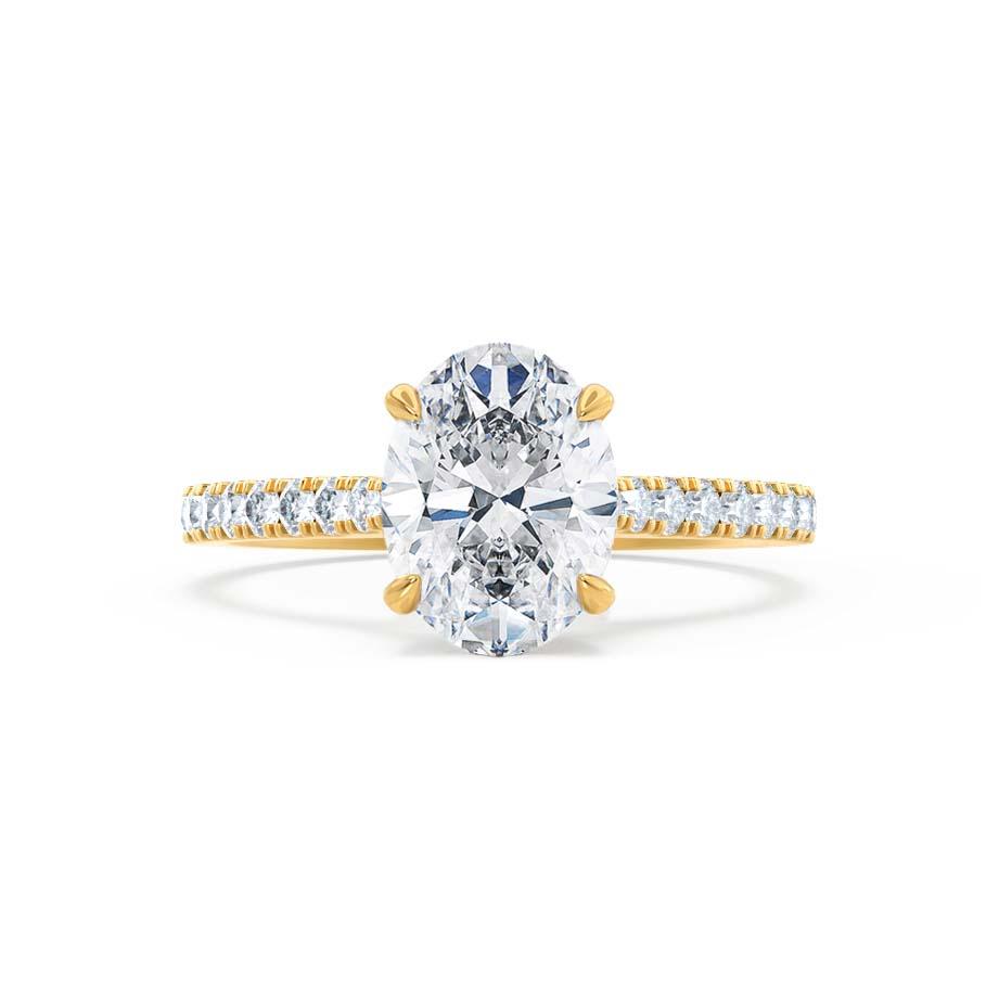 3.0 CT Oval Shaped Moissanite Solitaire Style Pave Engagement Ring 6 3.0 CT Oval Shaped Moissanite Solitaire Style Pave Engagement Ring 6
