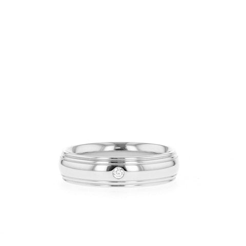 Classic Single Stone Polished Finish Men's Wedding Band 2 Classic Single Stone Polished Finish Men's Wedding Band 2