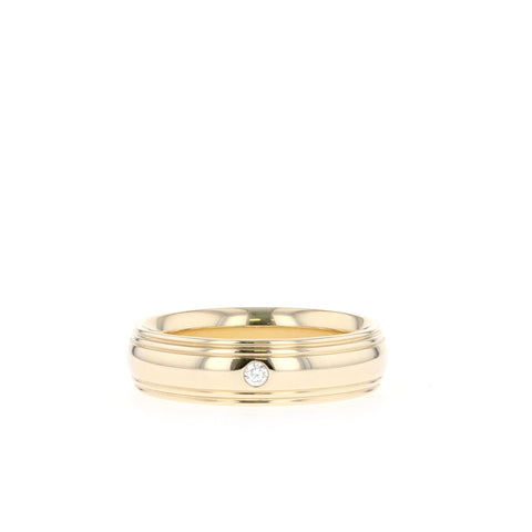 Classic Single Stone Polished Finish Men's Wedding Band 1 Classic Single Stone Polished Finish Men's Wedding Band 1