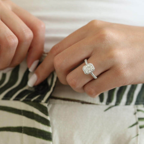 1.67 CT Radiant Halo Pave Moissanite Engagement Ring 2 1.67 CT Radiant Halo Pave Moissanite Engagement Ring 2