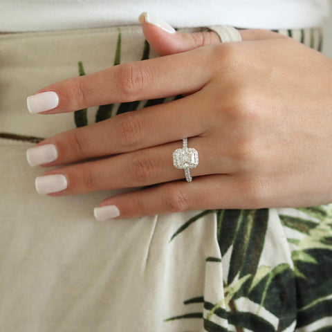 1.67 CT Radiant Halo Pave Moissanite Engagement Ring 1 1.67 CT Radiant Halo Pave Moissanite Engagement Ring 1