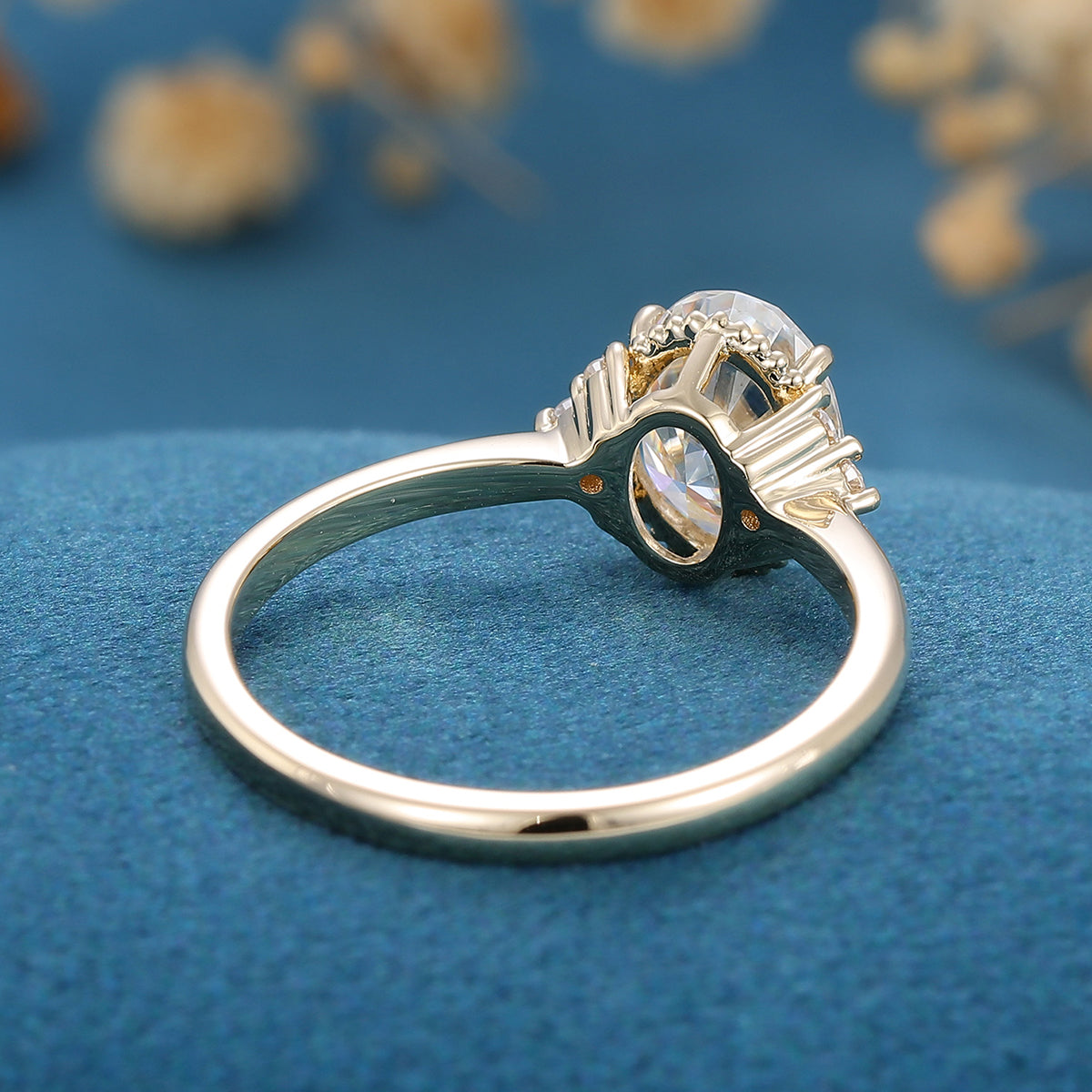 Oval Cluster Lab Grown Diamond Engagement Ring