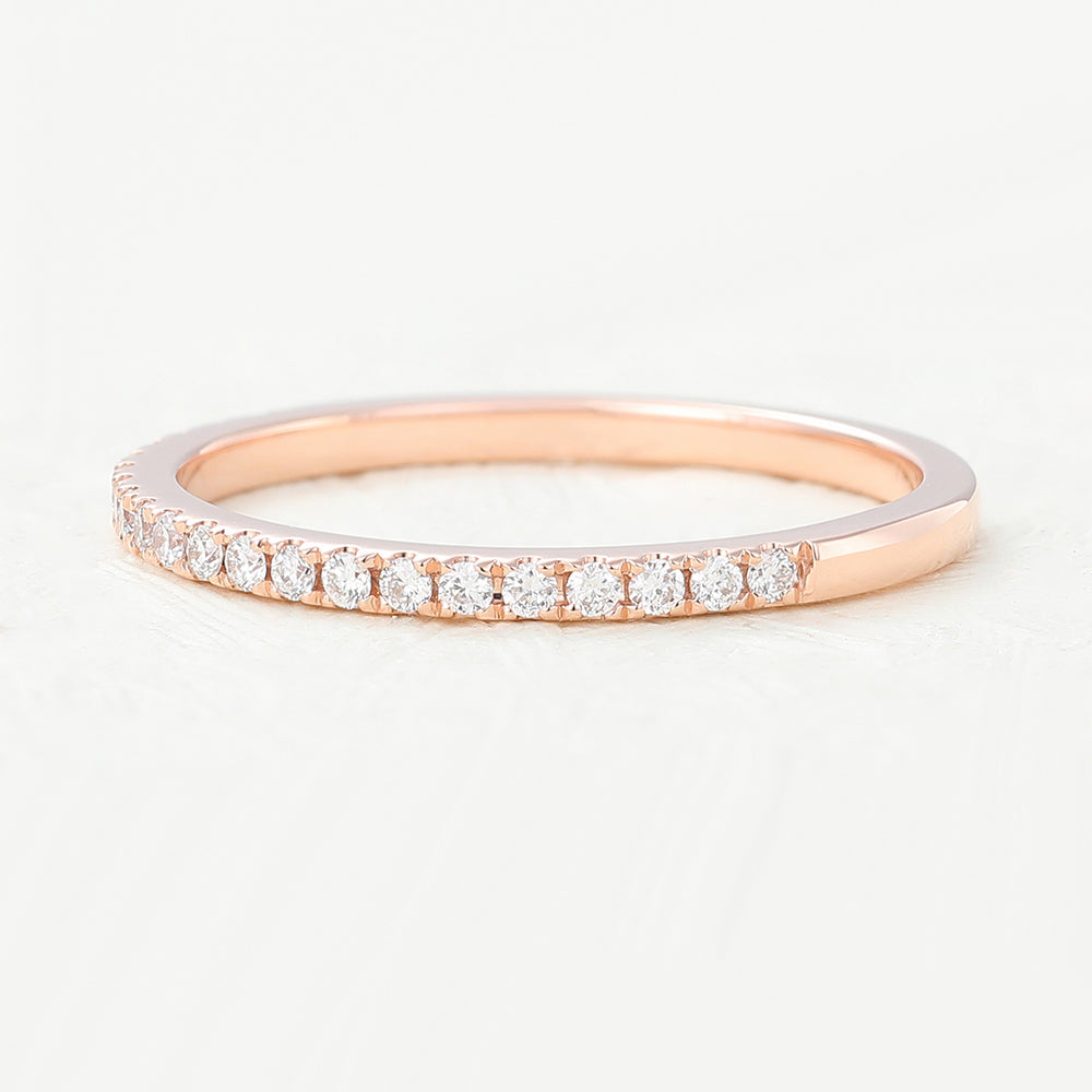 0.14 CT Round Shaped Moissanite Half Eternity Wedding Band 3 0.14 CT Round Shaped Moissanite Half Eternity Wedding Band 3