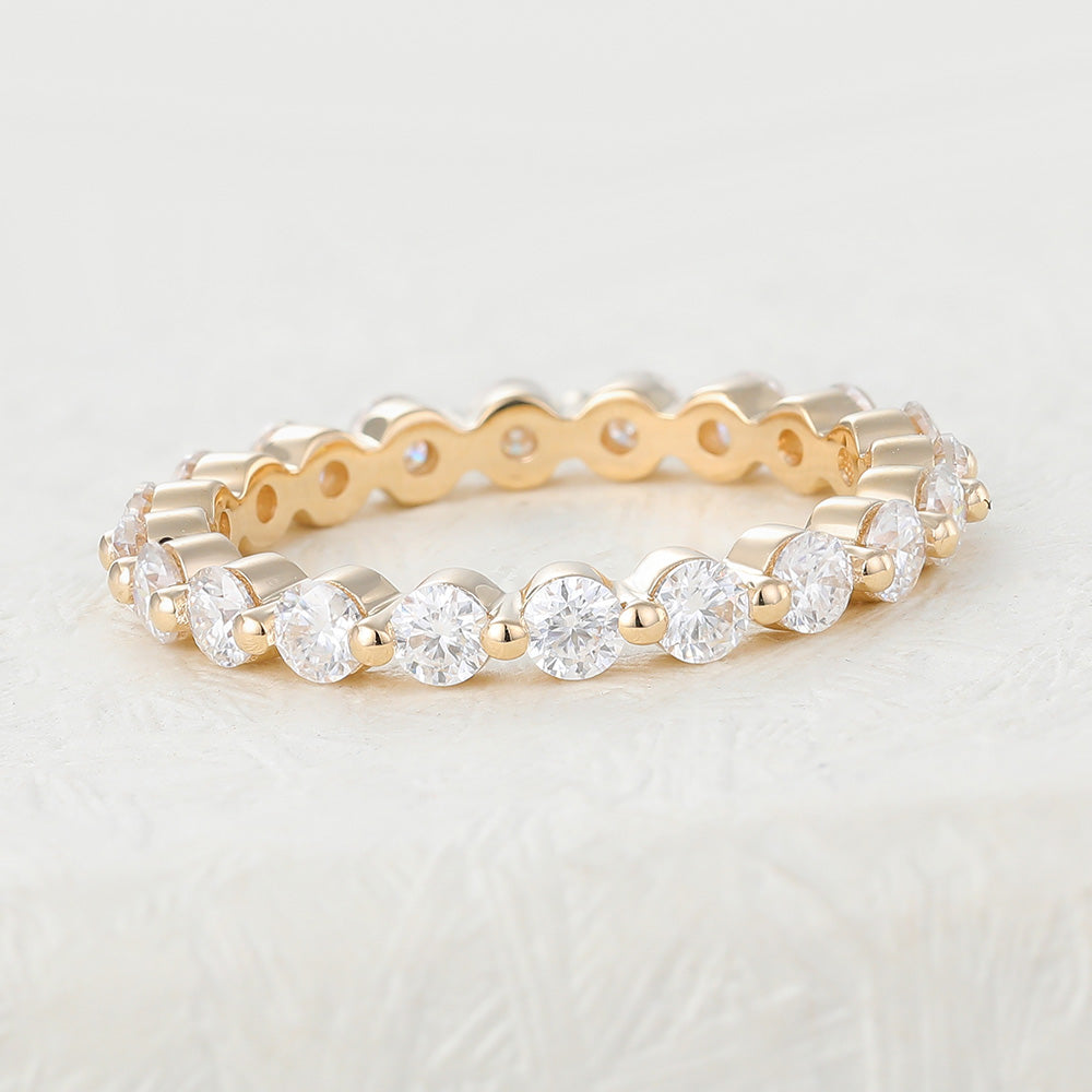 1.22 CT Round Shaped Moissanite Full Eternity Wedding Band 2 1.22 CT Round Shaped Moissanite Full Eternity Wedding Band 2