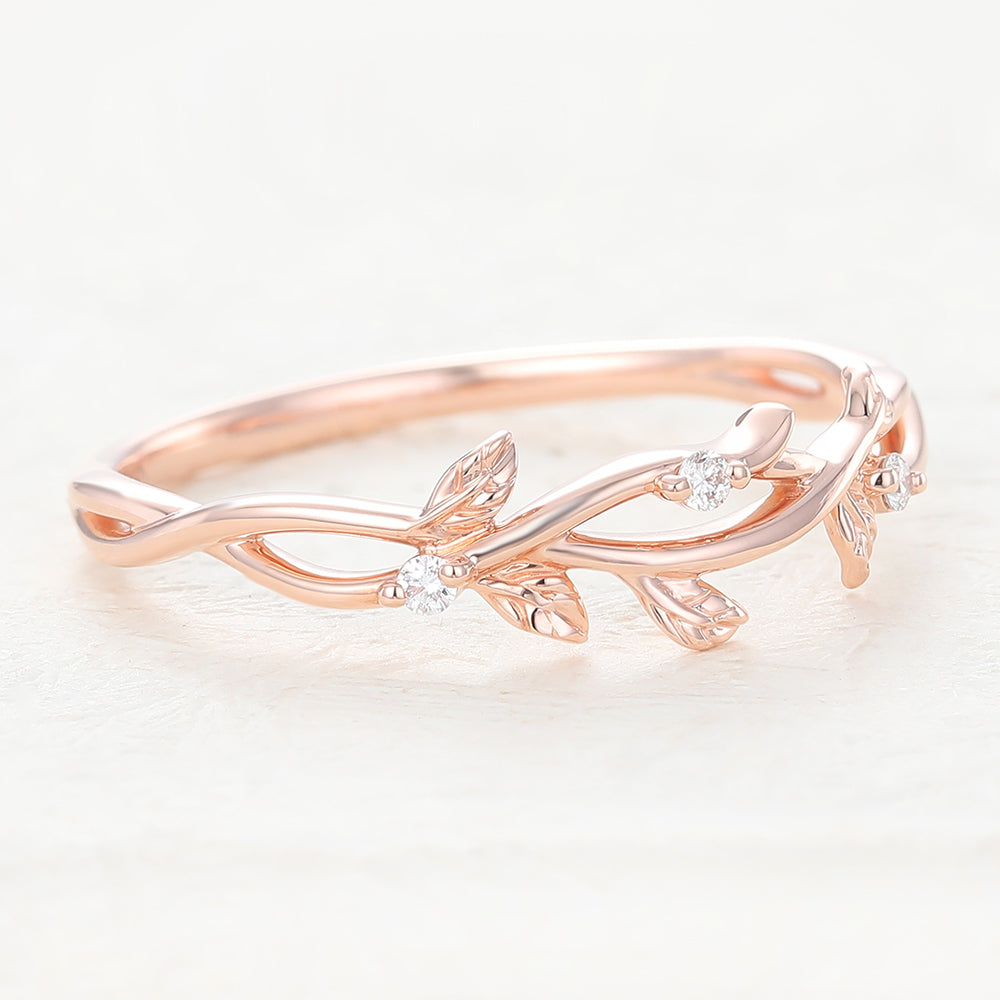 0.042 CT Round Shaped Moissanite Twig Style Wedding Band 2 0.042 CT Round Shaped Moissanite Twig Style Wedding Band 2