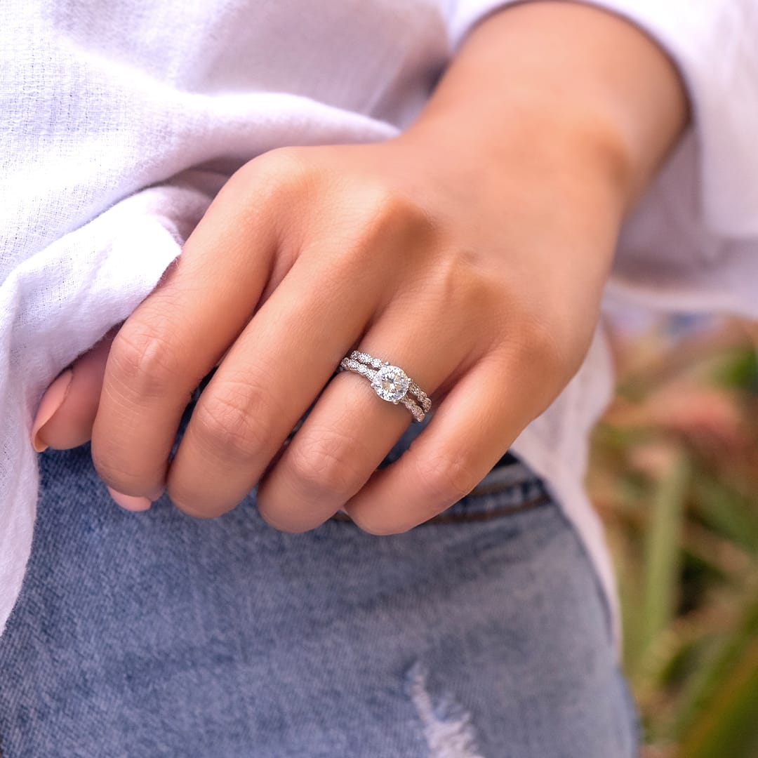 0.16 TCW Round Milgrain Style Moissanite Wedding Band 5 0.16 TCW Round Milgrain Style Moissanite Wedding Band 5