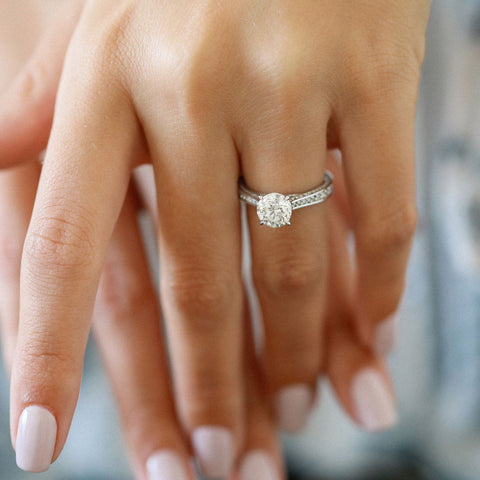 1.0 CT Round Shaped Solitaire Pave Moissanite Engagement Ring 1 1.0 CT Round Shaped Solitaire Pave Moissanite Engagement Ring 1