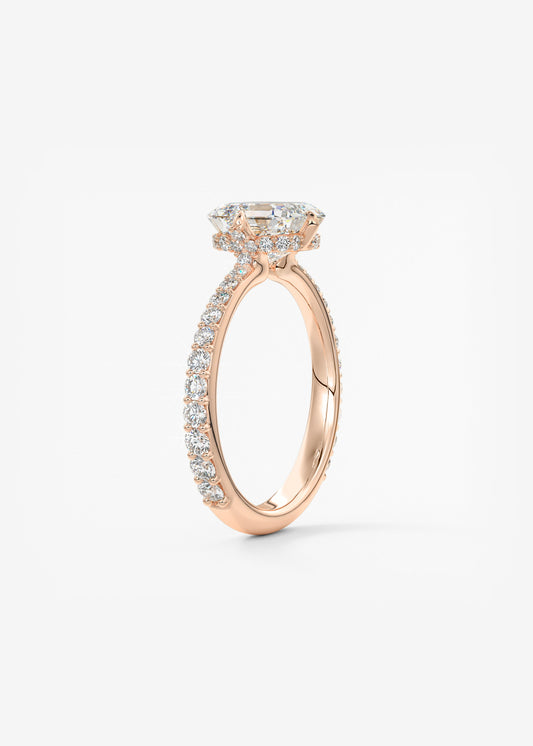 Asscher Hidden Halo Pave Lab Grown Diamond Engagement Ring