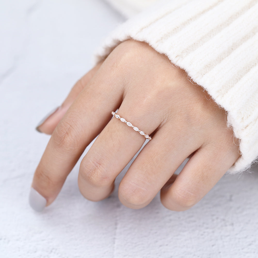 1.44 CT Marquise Shaped Moissanite Full Eternity Wedding Band 6 1.44 CT Marquise Shaped Moissanite Full Eternity Wedding Band 6