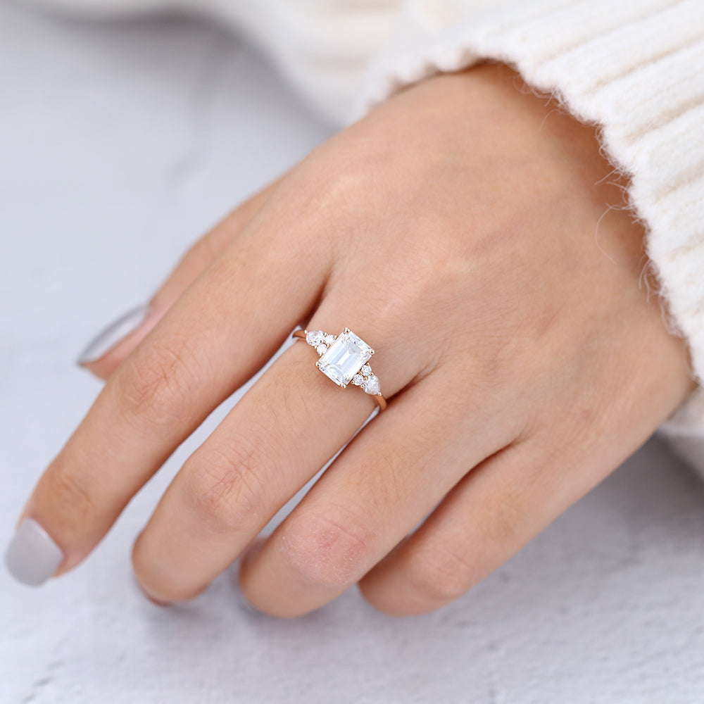 Emerald Cluster Lab-Grown Diamond Engagement Ring