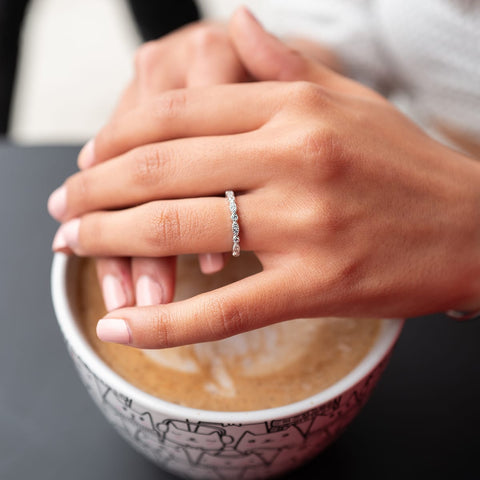 0.16 TCW Round Milgrain Style Moissanite Wedding Band 4 0.16 TCW Round Milgrain Style Moissanite Wedding Band 4