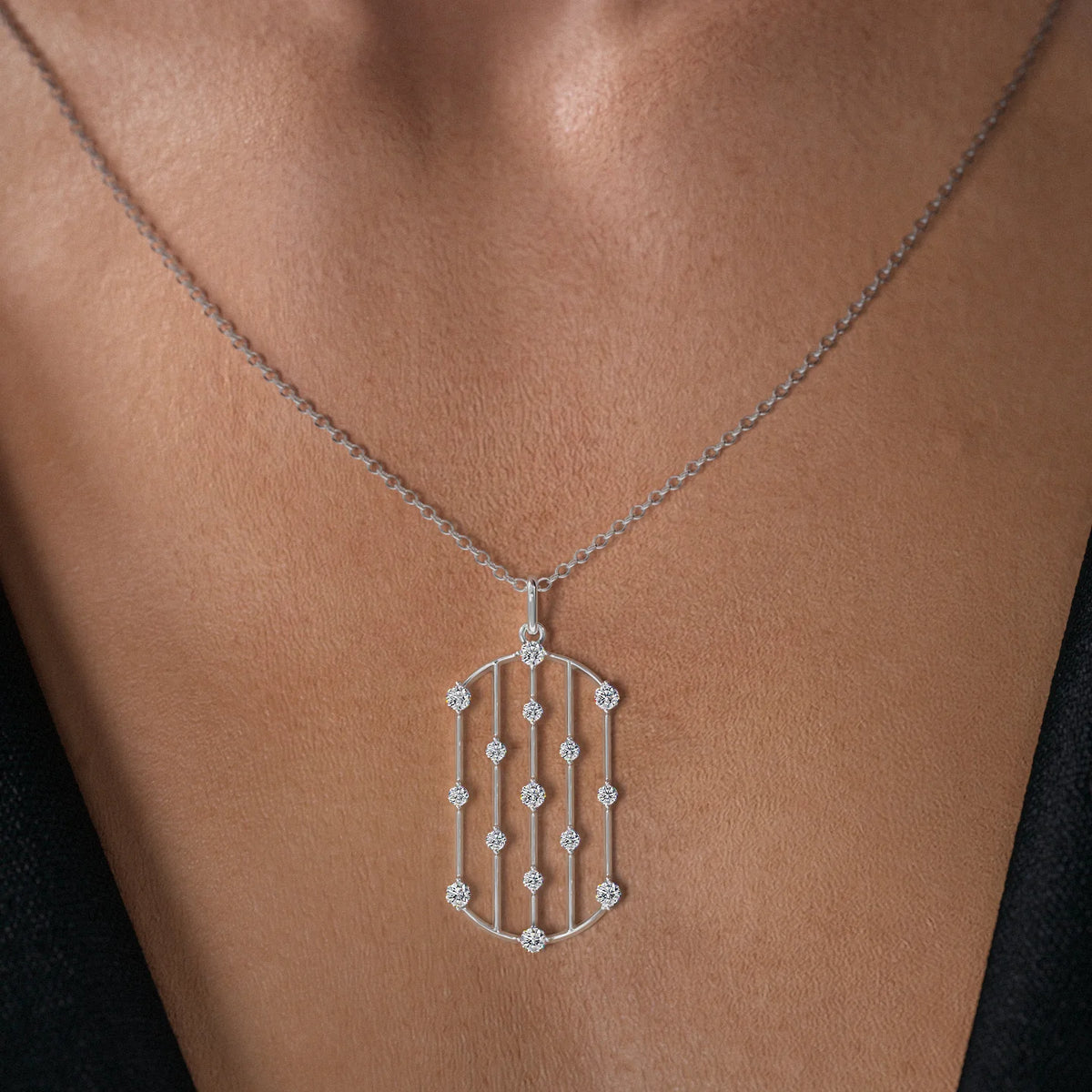 0.7 CT Round Shape Moissanite Dainty Necklace