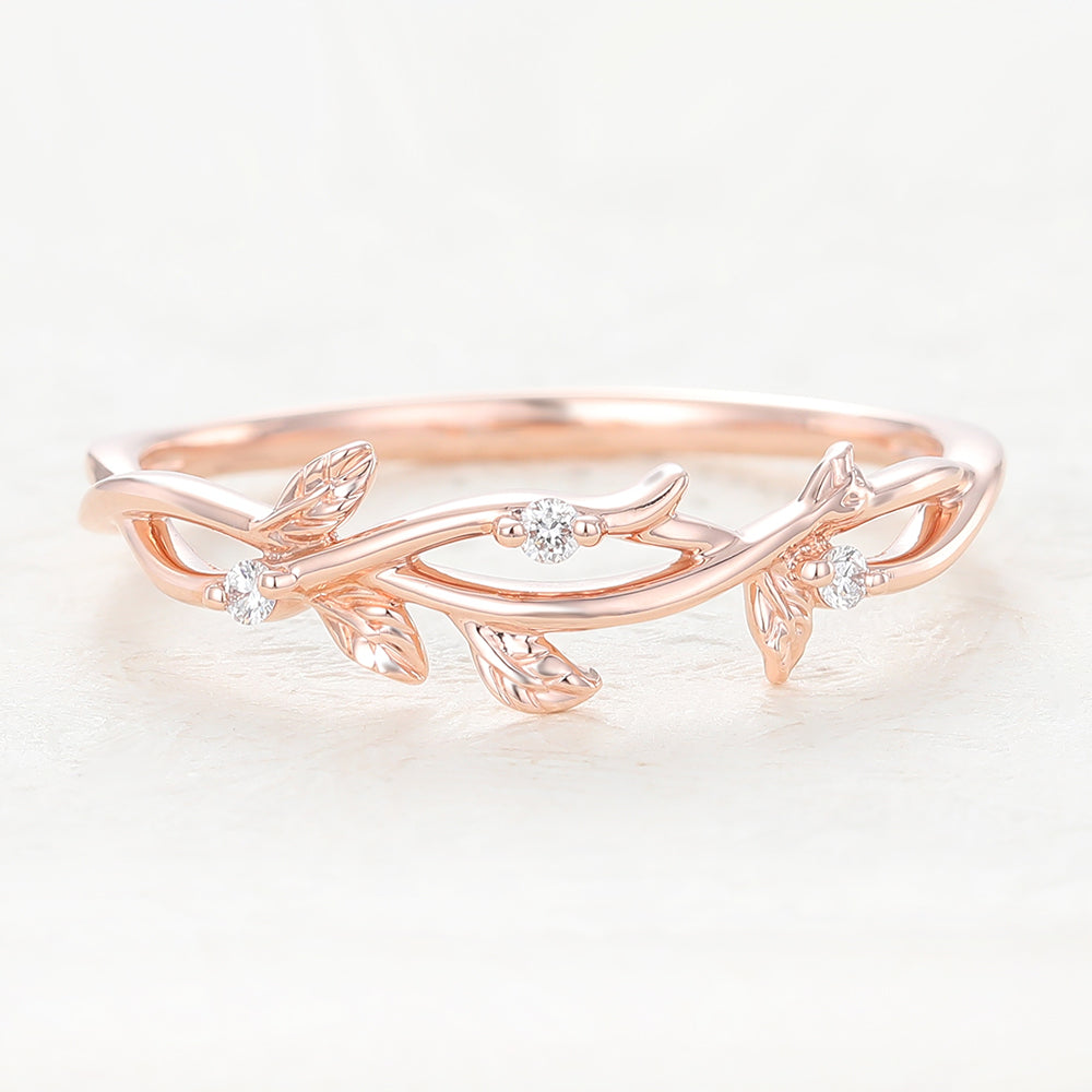0.042 CT Round Shaped Moissanite Twig Style Wedding Band 1 0.042 CT Round Shaped Moissanite Twig Style Wedding Band 1