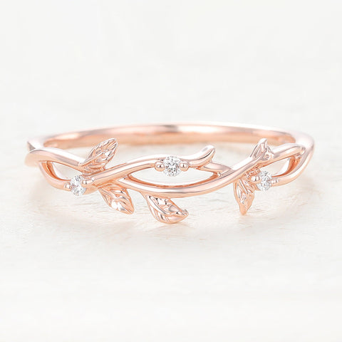 0.042 CT Round Shaped Moissanite Twig Style Wedding Band 1 0.042 CT Round Shaped Moissanite Twig Style Wedding Band 1