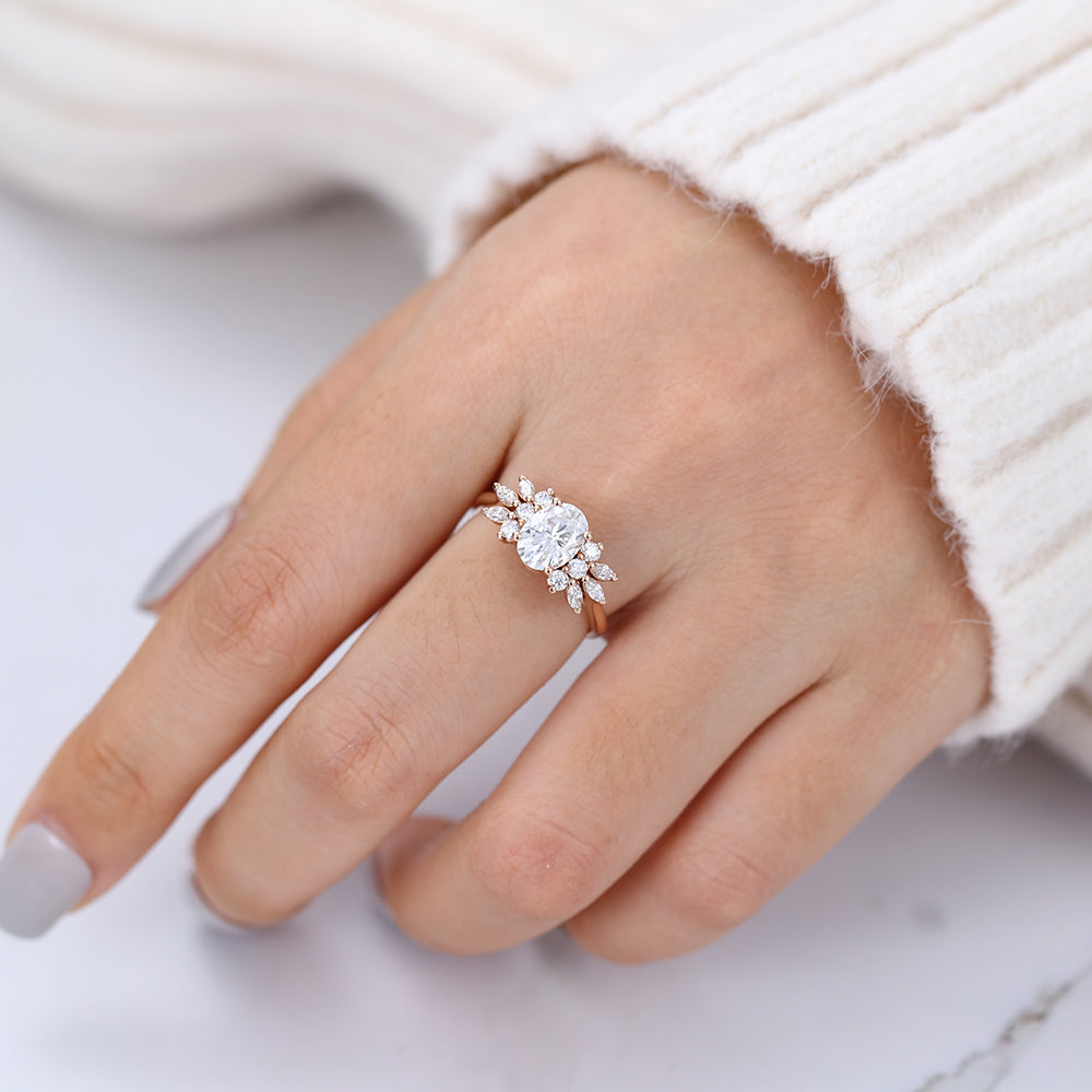Oval Cluster Lab-Grown Diamond Engagement Ring