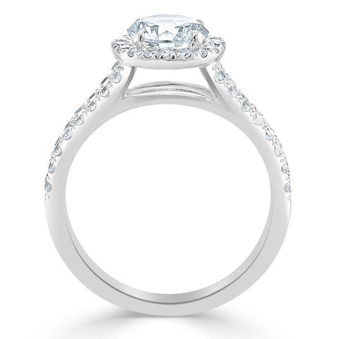 1.35 Round Cut Halo Split Shank Setting Moissanite Engagement Ring 4 1.35 Round Cut Halo Split Shank Setting Moissanite Engagement Ring 4