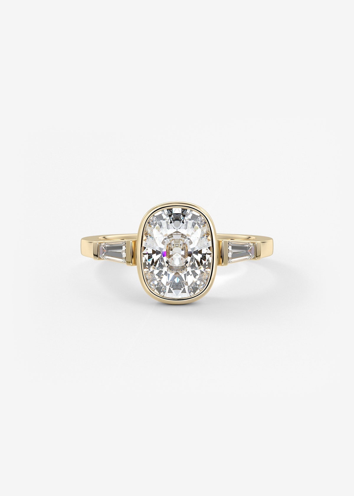 Cushion Three Stones Lab Grown Diamond Engagement Ring