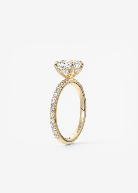 Cushion Hidden Halo Pave Lab Grown Diamond Engagement Ring