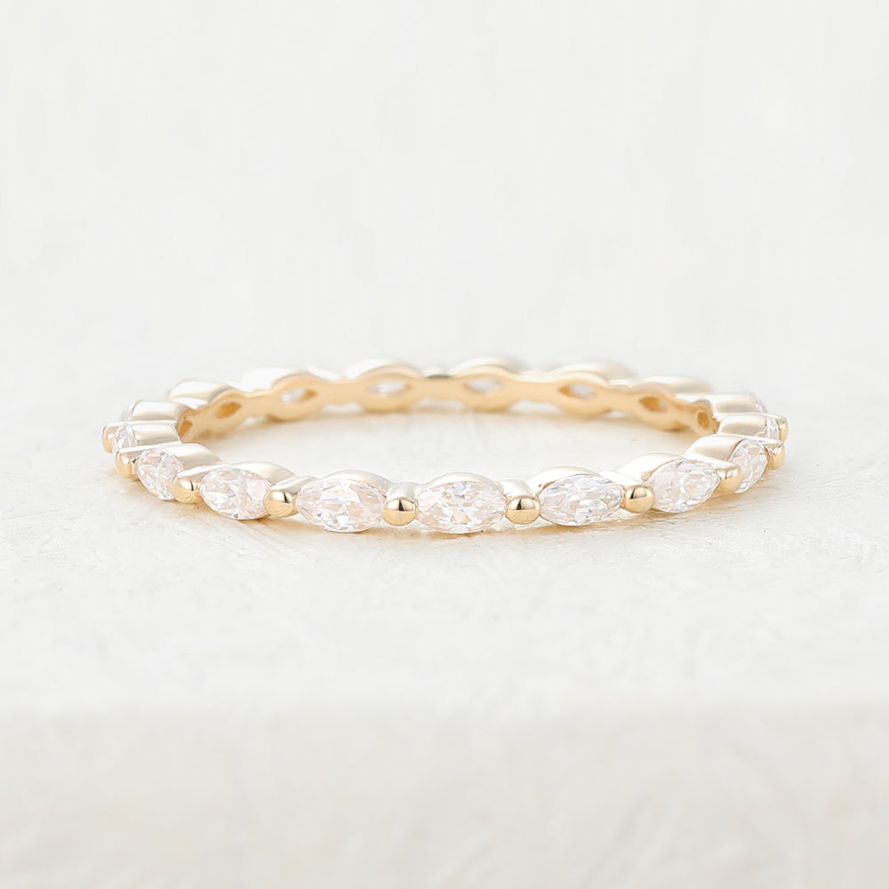1.44 CT Marquise Shaped Moissanite Full Eternity Wedding Band 1 1.44 CT Marquise Shaped Moissanite Full Eternity Wedding Band 1