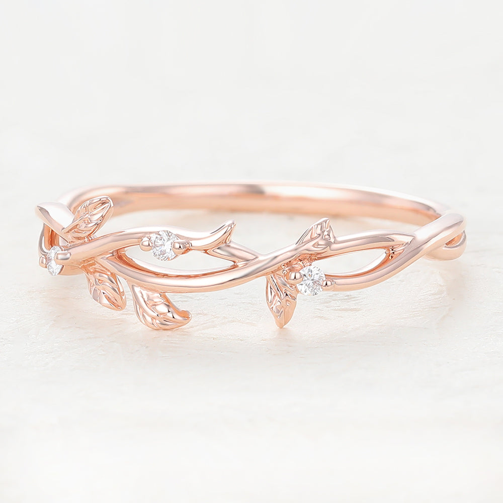 0.042 CT Round Shaped Moissanite Twig Style Wedding Band 4 0.042 CT Round Shaped Moissanite Twig Style Wedding Band 4