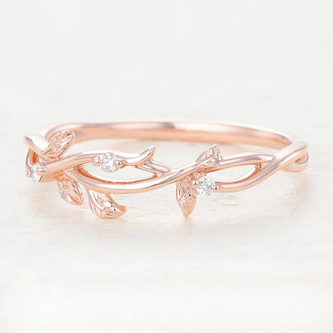 0.042 CT Round Shaped Moissanite Twig Style Wedding Band 4 0.042 CT Round Shaped Moissanite Twig Style Wedding Band 4