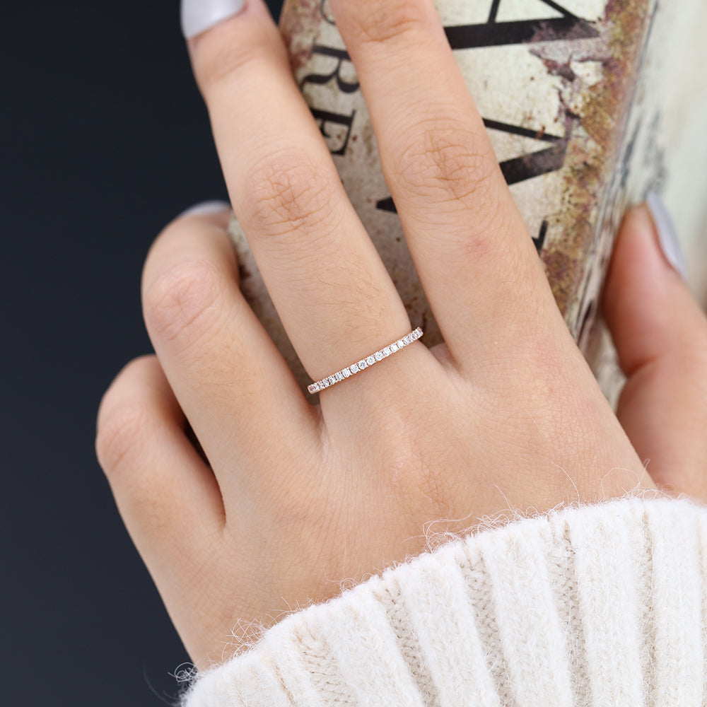 0.14 CT Round Shaped Moissanite Half Eternity Wedding Band 6 0.14 CT Round Shaped Moissanite Half Eternity Wedding Band 6