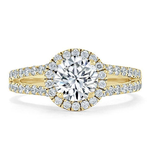 1.35 Round Cut Halo Split Shank Setting Moissanite Engagement Ring 5 1.35 Round Cut Halo Split Shank Setting Moissanite Engagement Ring 5