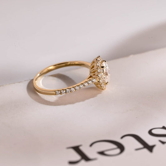 Stunning 1.0 - 2.0 CT Oval Moissanite Engagement Ring with Pave & Halo Design 9