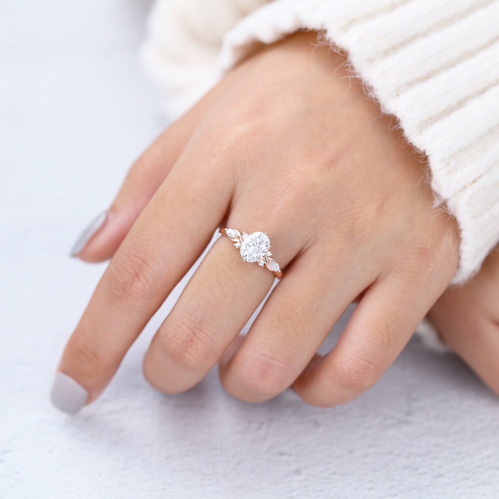 Oval Cluster Lab-Grown Diamond Engagement Ring