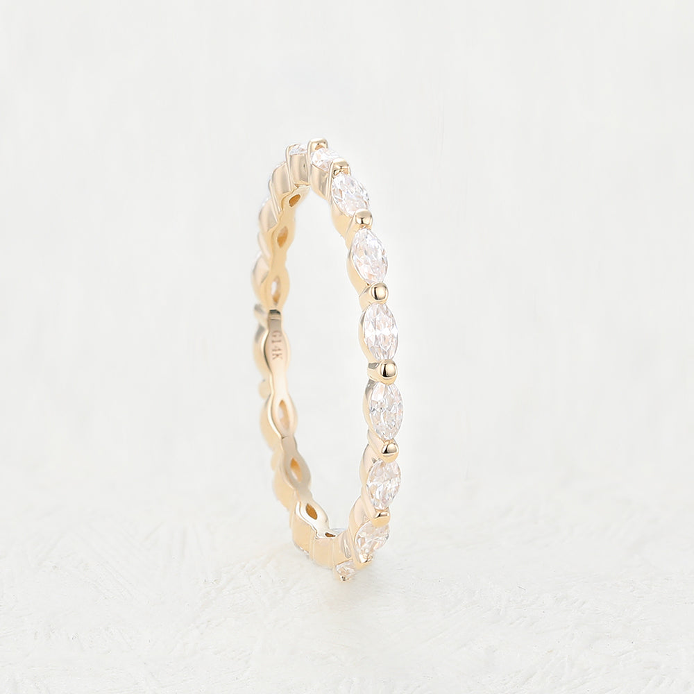1.44 CT Marquise Shaped Moissanite Full Eternity Wedding Band 3 1.44 CT Marquise Shaped Moissanite Full Eternity Wedding Band 3