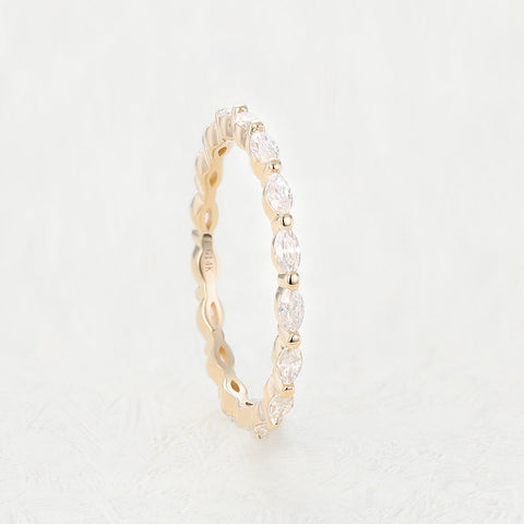 1.44 CT Marquise Shaped Moissanite Full Eternity Wedding Band 3 1.44 CT Marquise Shaped Moissanite Full Eternity Wedding Band 3