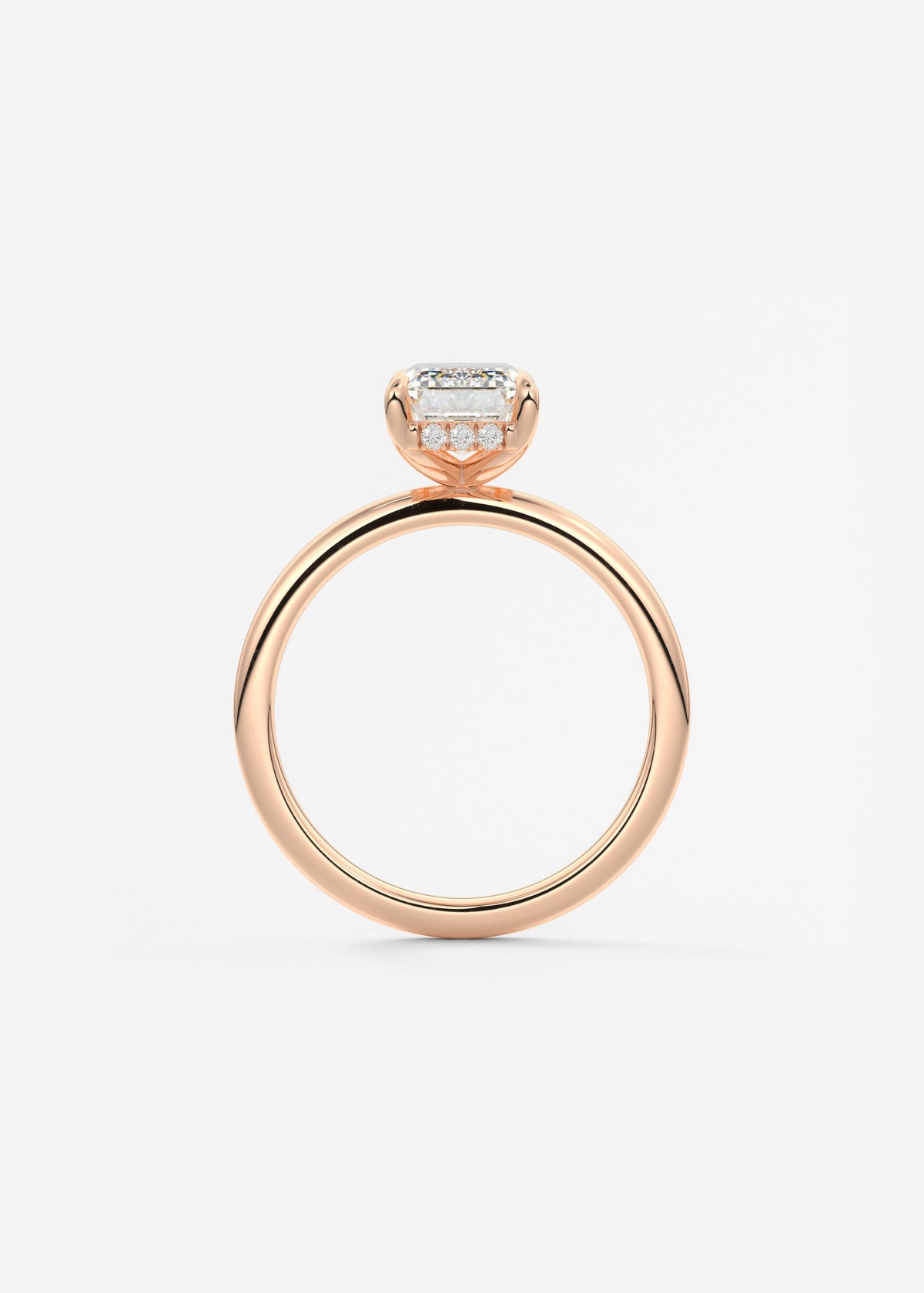 Emerald Hidden Halo Lab Grown Diamond Engagement Ring