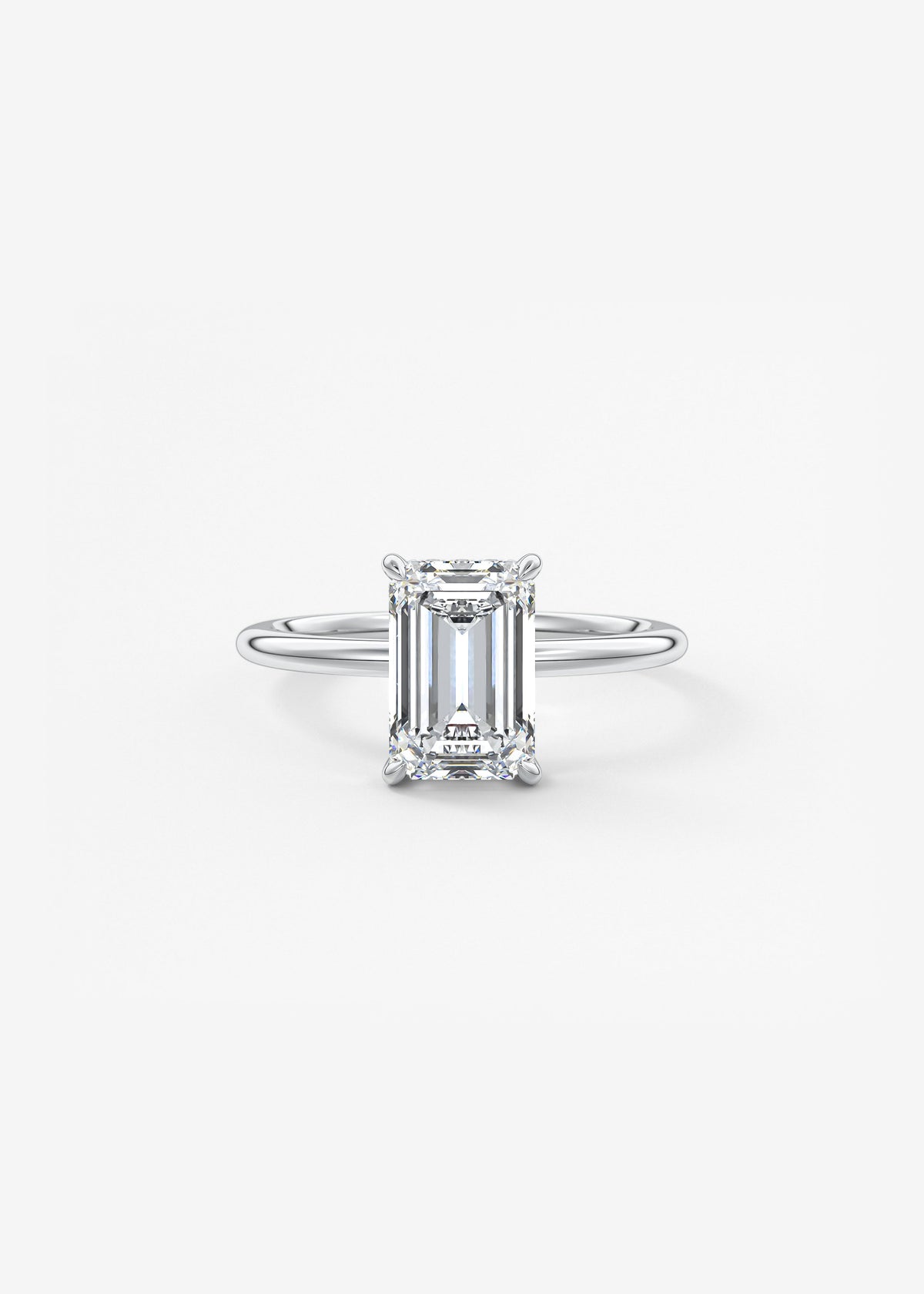 Emerald Hidden Halo Lab Grown Diamond Engagement Ring