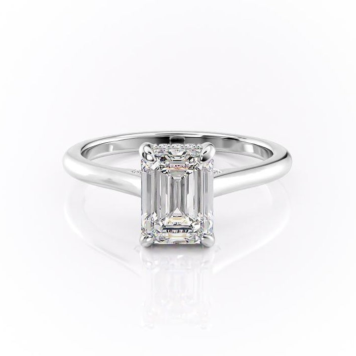 1.91 CT Emerald Cut Solitaire Hidden Halo Setting Moissanite Engagement Ring 10 1.91 CT Emerald Cut Solitaire Hidden Halo Setting Moissanite Engagement Ring 10