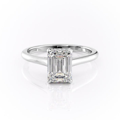 1.91 CT Emerald Cut Solitaire Hidden Halo Setting Moissanite Engagement Ring 10 1.91 CT Emerald Cut Solitaire Hidden Halo Setting Moissanite Engagement Ring 10