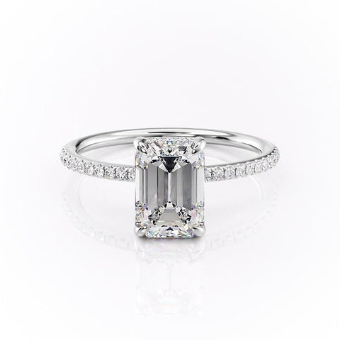2.10 CT Emerald Cut Hidden Halo Pave Setting Moissanite Engagement Ring 10 2.10 CT Emerald Cut Hidden Halo Pave Setting Moissanite Engagement Ring 10