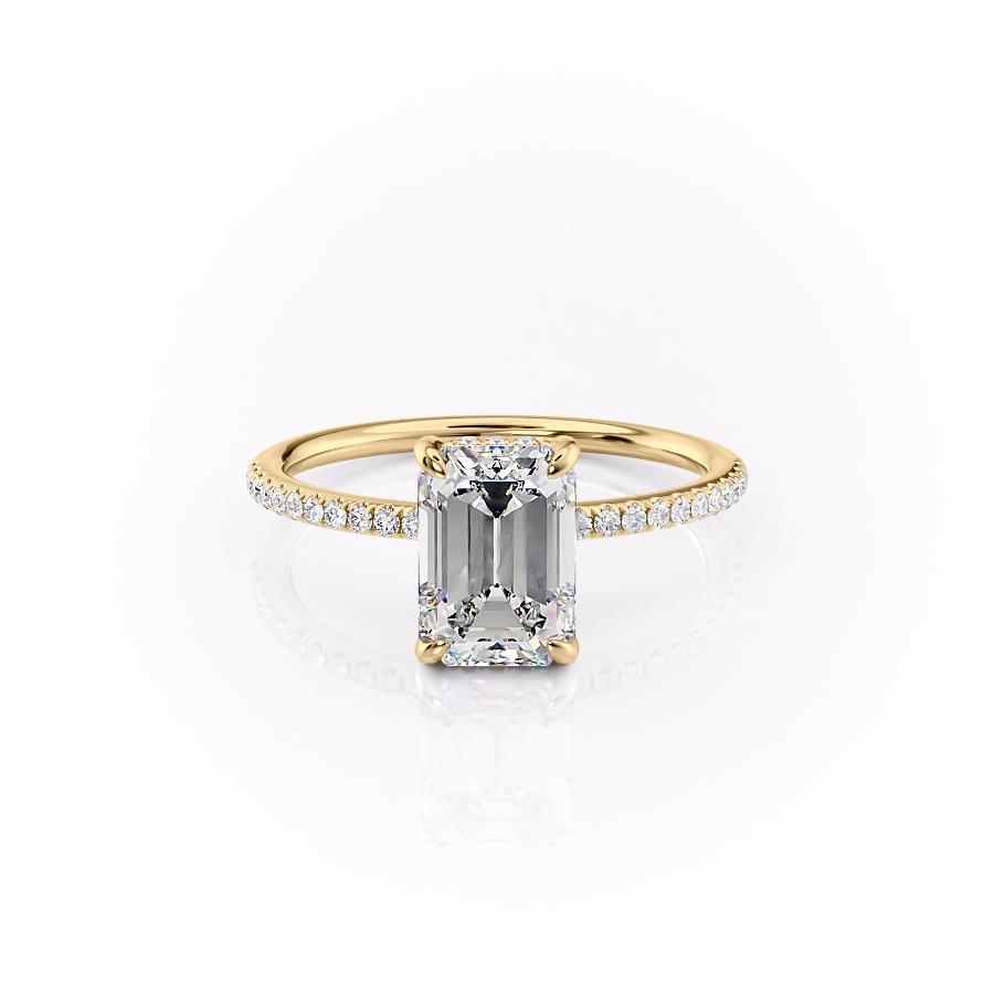 2.10 CT Emerald Cut Hidden Halo Pave Setting Moissanite Engagement Ring 11 2.10 CT Emerald Cut Hidden Halo Pave Setting Moissanite Engagement Ring 11
