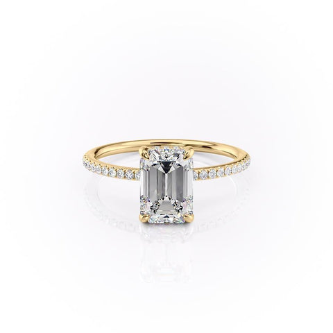 2.10 CT Emerald Cut Hidden Halo Pave Setting Moissanite Engagement Ring 11 2.10 CT Emerald Cut Hidden Halo Pave Setting Moissanite Engagement Ring 11