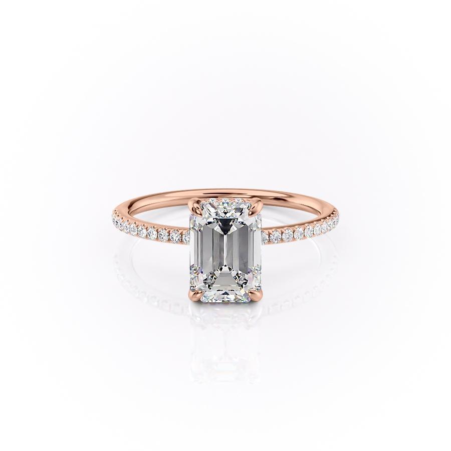 2.10 CT Emerald Cut Hidden Halo Pave Setting Moissanite Engagement Ring 12 2.10 CT Emerald Cut Hidden Halo Pave Setting Moissanite Engagement Ring 12