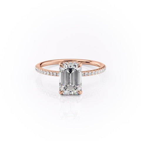 2.10 CT Emerald Cut Hidden Halo Pave Setting Moissanite Engagement Ring 12 2.10 CT Emerald Cut Hidden Halo Pave Setting Moissanite Engagement Ring 12