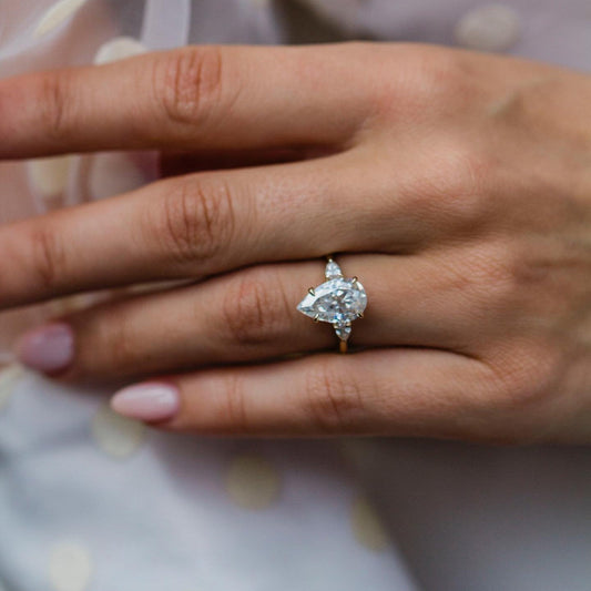 Pear Three Stone Lab Grown Diamond Engagement Ring