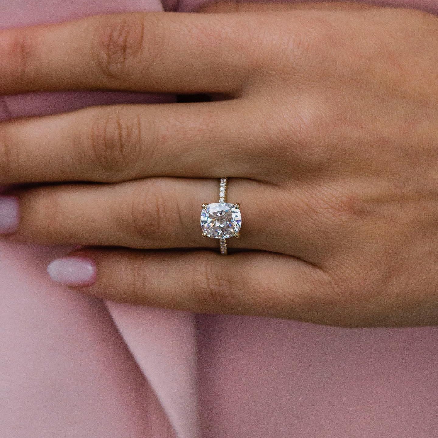 Cushion Pave Lab Grown Diamond Engagement Ring