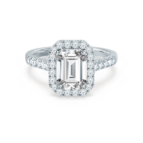 1.01 CT Emerald Shaped Moissanite Halo Style Engagement Ring 7 1.01 CT Emerald Shaped Moissanite Halo Style Engagement Ring 7