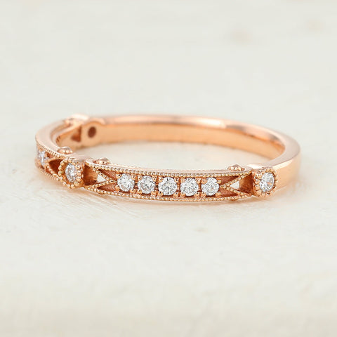 0.15 CT Round Shaped Moissanite Vintage Wedding Band 3 0.15 CT Round Shaped Moissanite Vintage Wedding Band 3