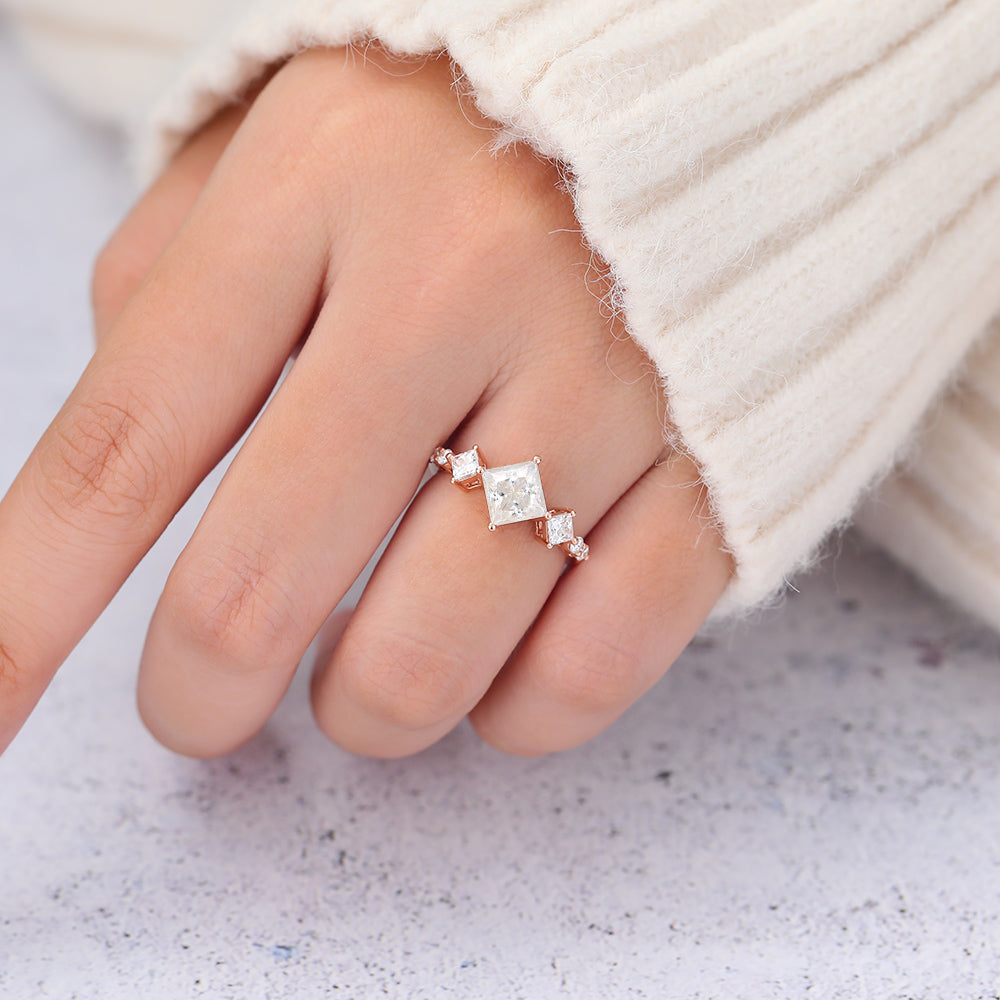 Princess Cluster Lab-Grown Diamond Engagement Ring