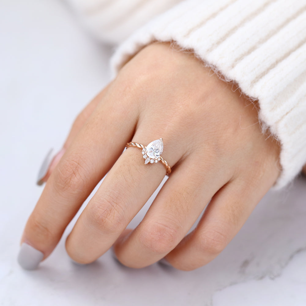 Pear Cluster & Twisted Shank Lab-Grown Diamond Engagement Ring