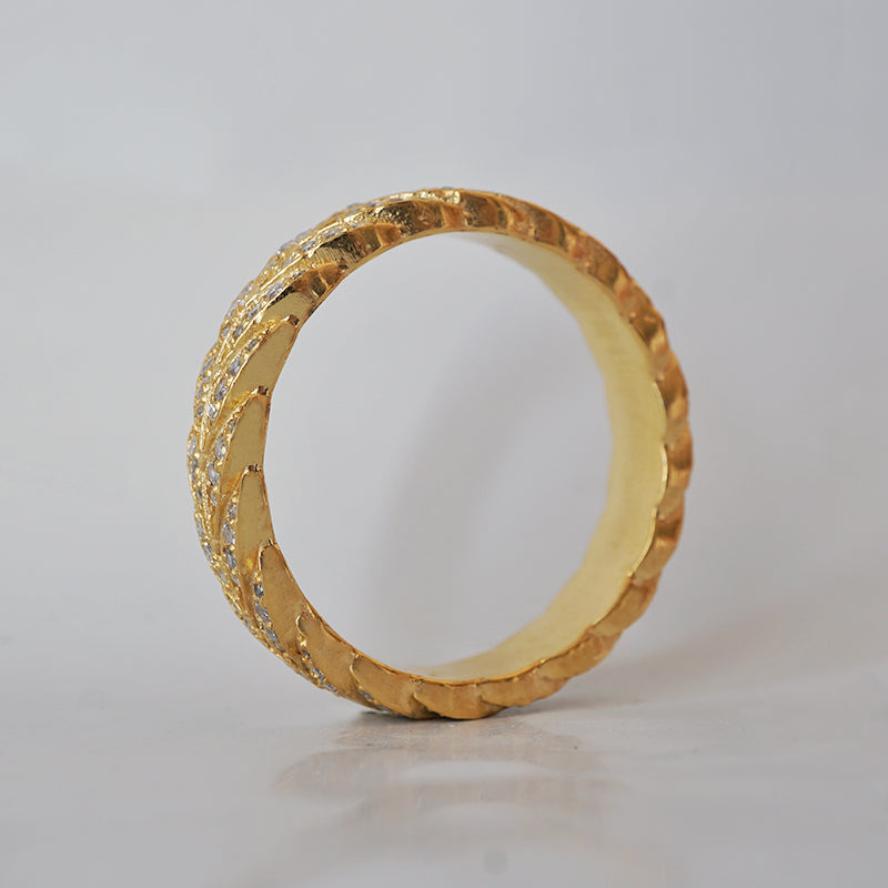 Round Stones Feather Style Men's Wedding Band 2 Round Stones Feather Style Men's Wedding Band 2